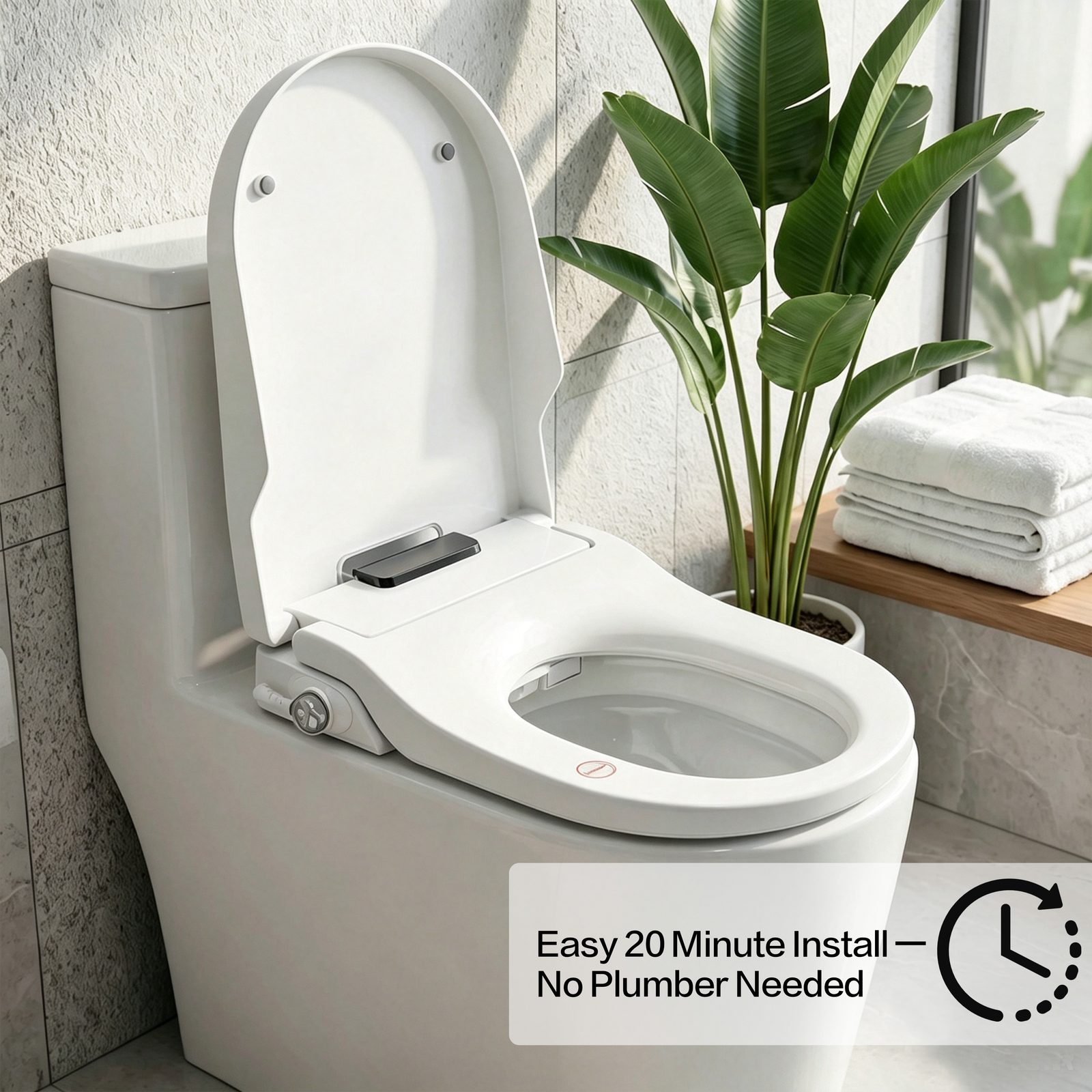 BI D'EAU smart bidet seat installed in a bright modern bathroom